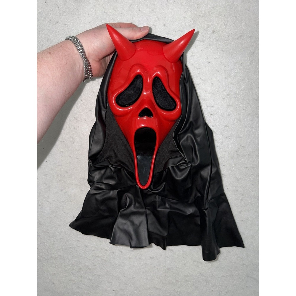 Dead By Daylight Devil‎ Scream Ghost Face Mask Halloween Costume Horns AUTHENTIC